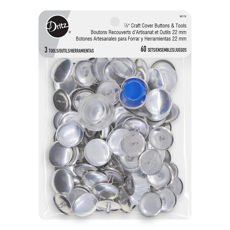 Load image into Gallery viewer, BK110|Dritz 7∕8" Craft Cover Buttons & Tools, 60 Sets