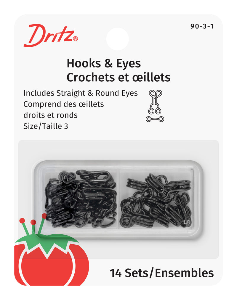Load image into Gallery viewer, 90-3-1|Dritz Hooks & Eyes, 14 pc, Black, Size 3