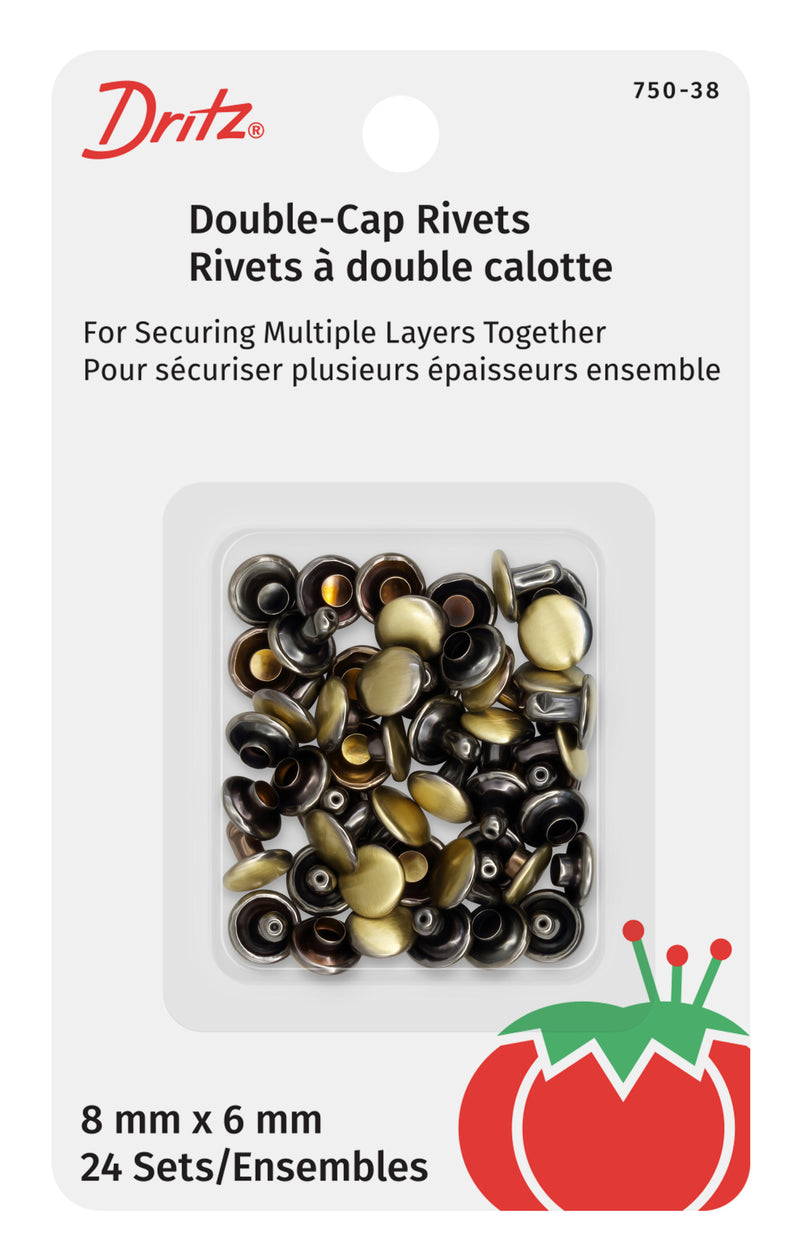 Cargue la imagen en el visor de la galería, 750-38|Dritz Double-Cap Rivets, 24 Sets, Brushed Brass