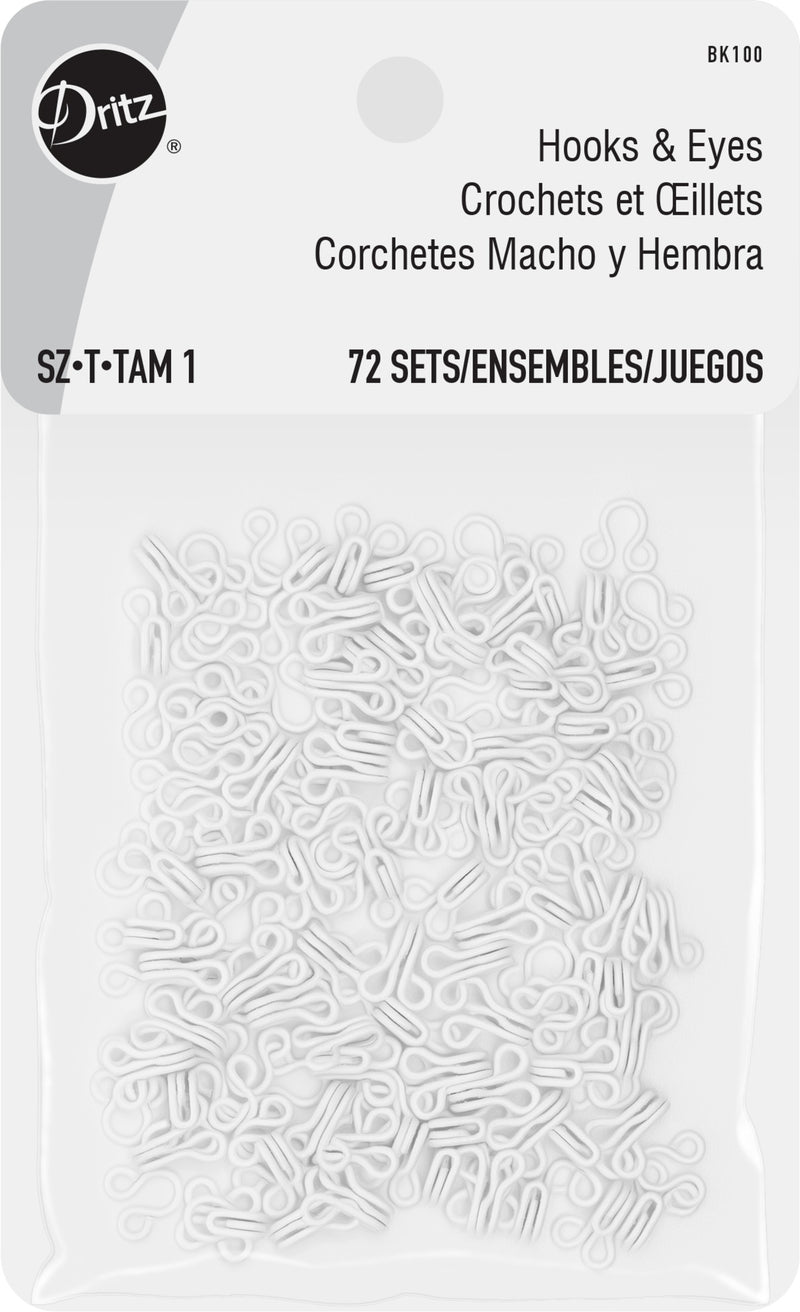 Load image into Gallery viewer, BK100|Dritz Hooks & Eyes, Size 1, 72 Sets, White