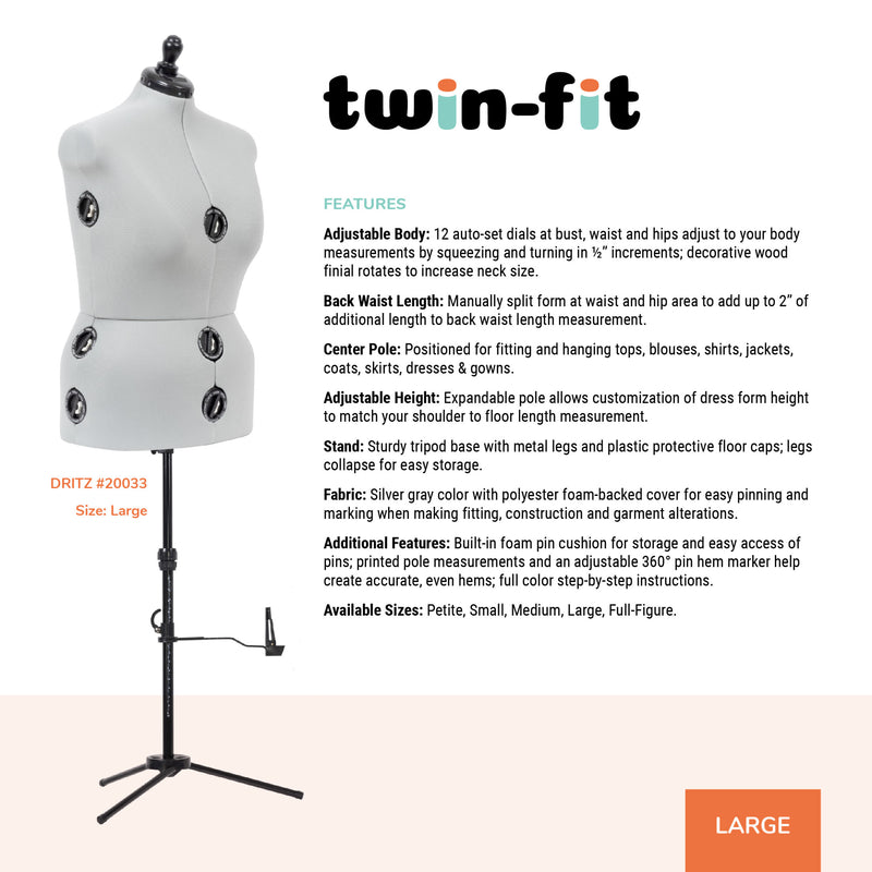 Load image into Gallery viewer, 20033|Dritz Twin-Fit Adjustable Dress Form, Large