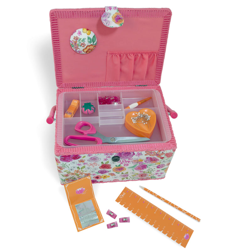 Load image into Gallery viewer, Z10459|Dritz Sewing Basket Kit, Pink & Orange, Large