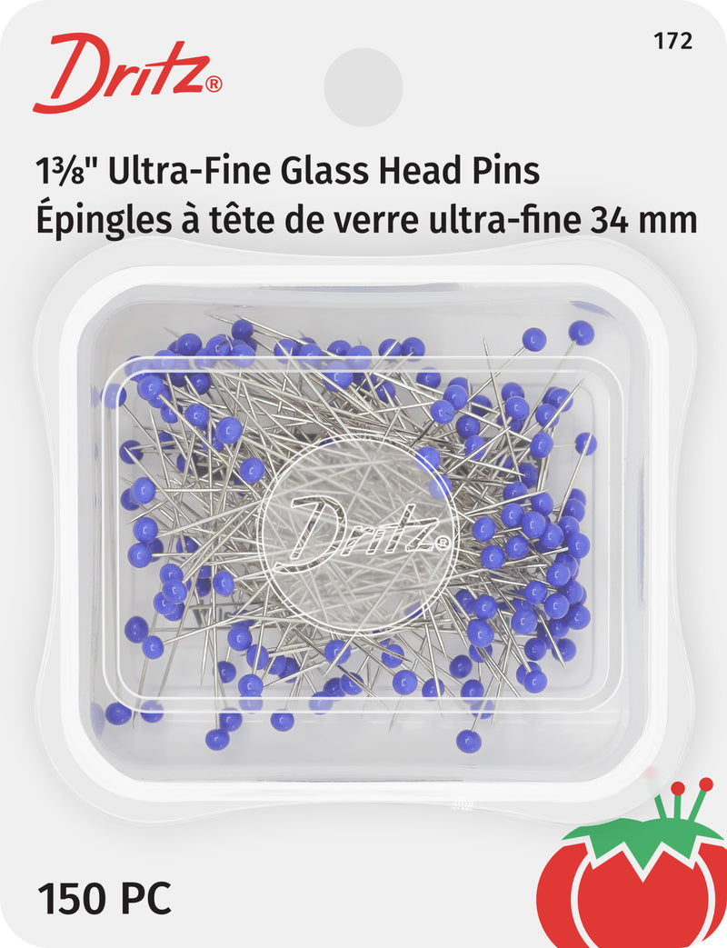 Load image into Gallery viewer, 172|Dritz 1-3/8" Ultra-Fine Glass Head Pins, Blue, 150 pc
