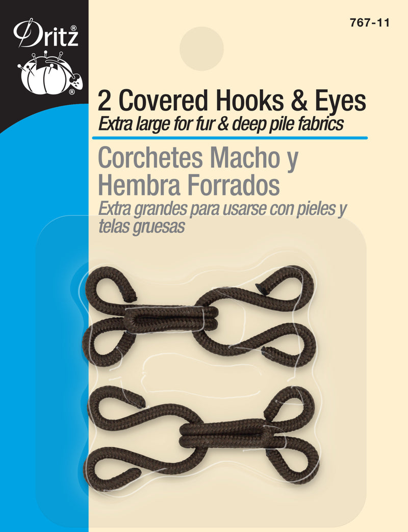 Load image into Gallery viewer, 767-11|Dritz Covered Hooks & Eyes, 2 pc, Brown