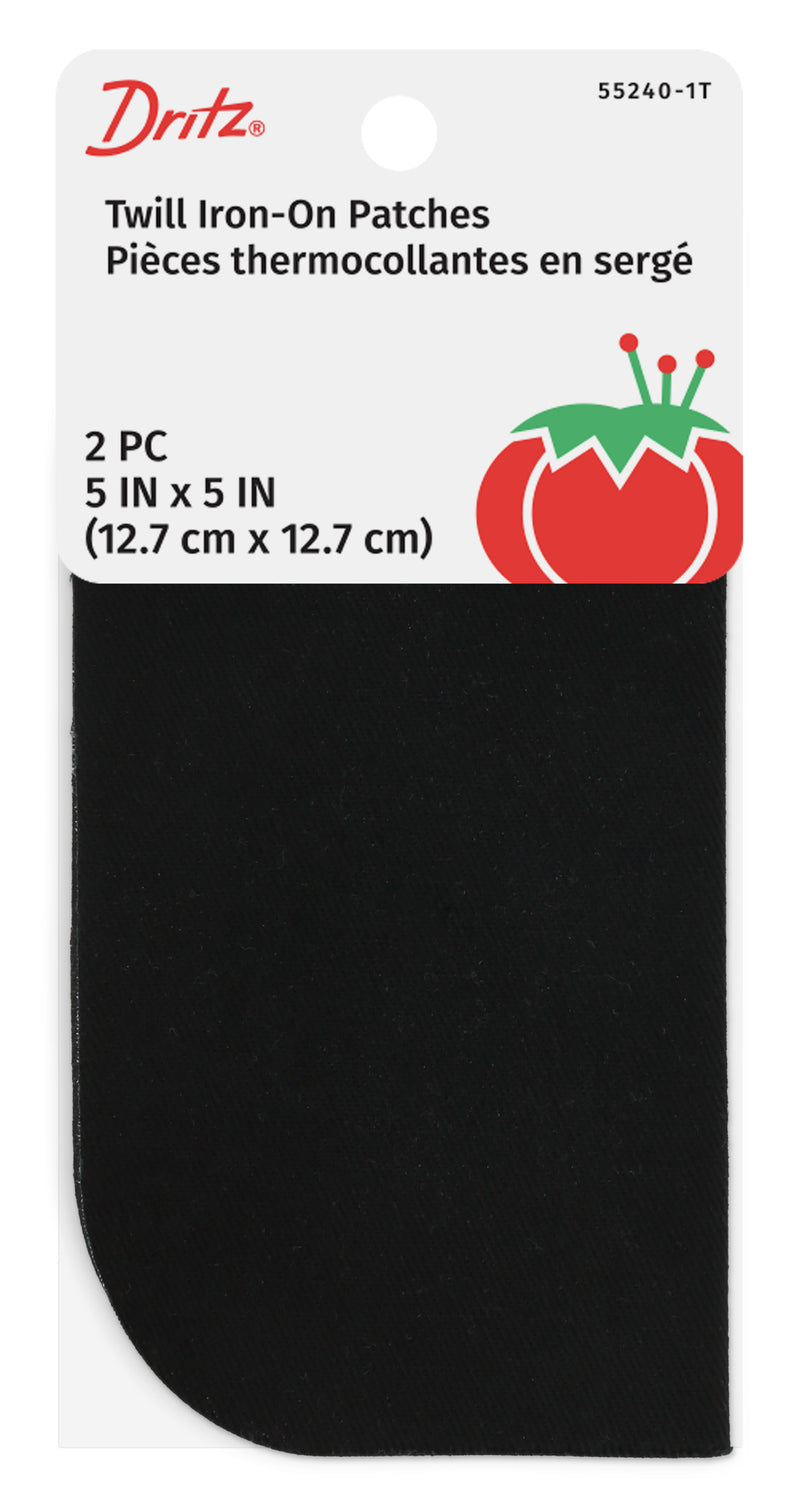 Cargue la imagen en el visor de la galería, 55240-1T|Dritz Twill Iron-On Patches, 5" x 5", 2 pc, Black