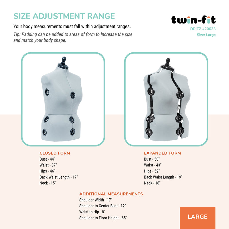Load image into Gallery viewer, 20033|Dritz Twin-Fit Adjustable Dress Form, Large