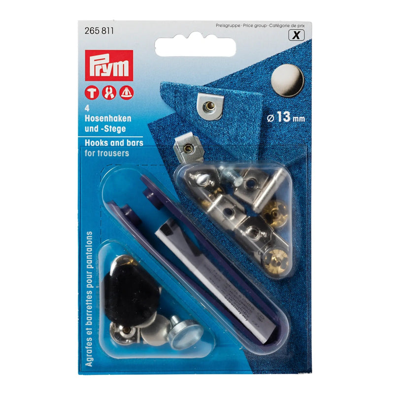 Cargue la imagen en el visor de la galería, 265811|Prym Hooks & bars for trousers 13 mm brass 4 pcs