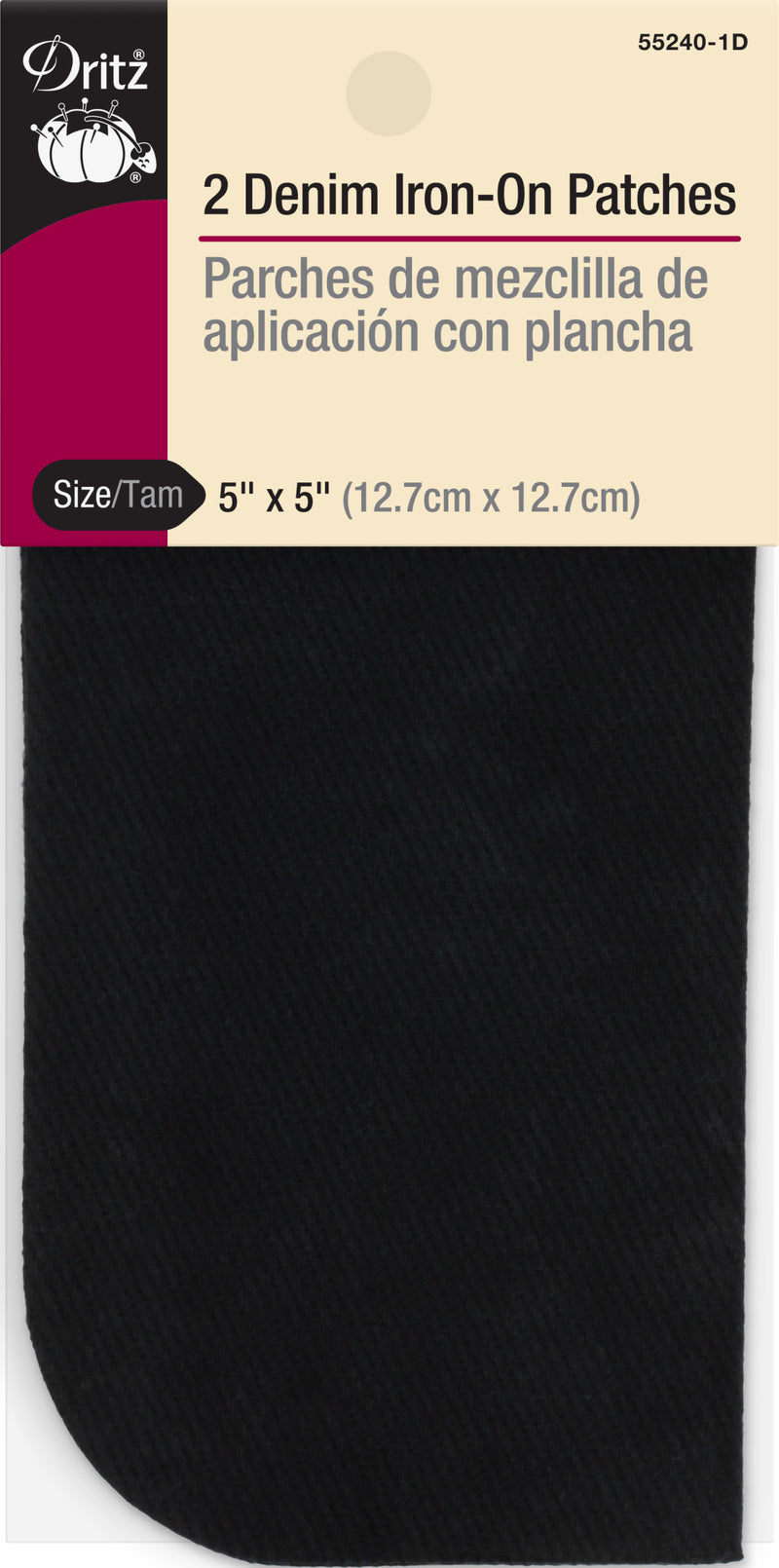 Cargue la imagen en el visor de la galería, 55240-1D|Dritz Denim Iron-On Patches, 5" x 5", 2 pc, Black
