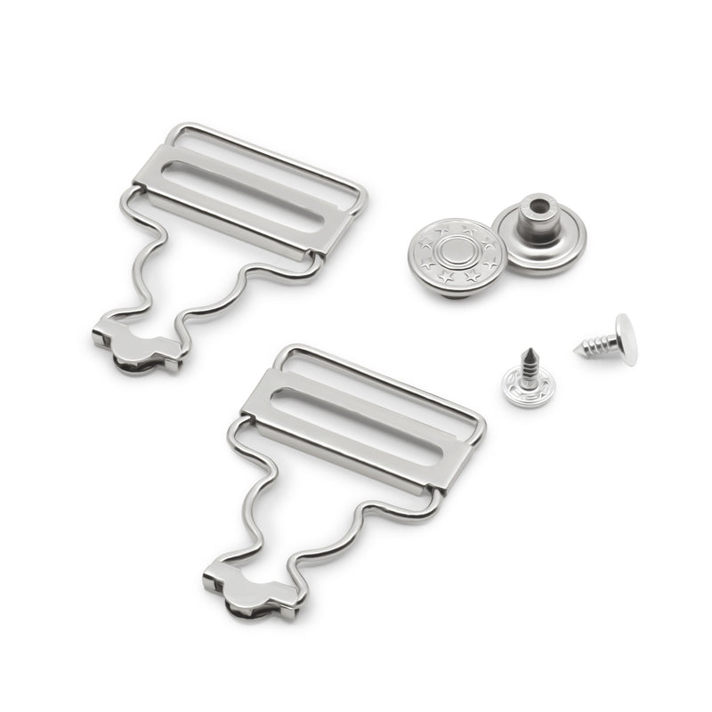 Cargue la imagen en el visor de la galería, 7-65|Dritz 1" Overall Buckles with No-Sew Buttons, Nickel, 2 pc