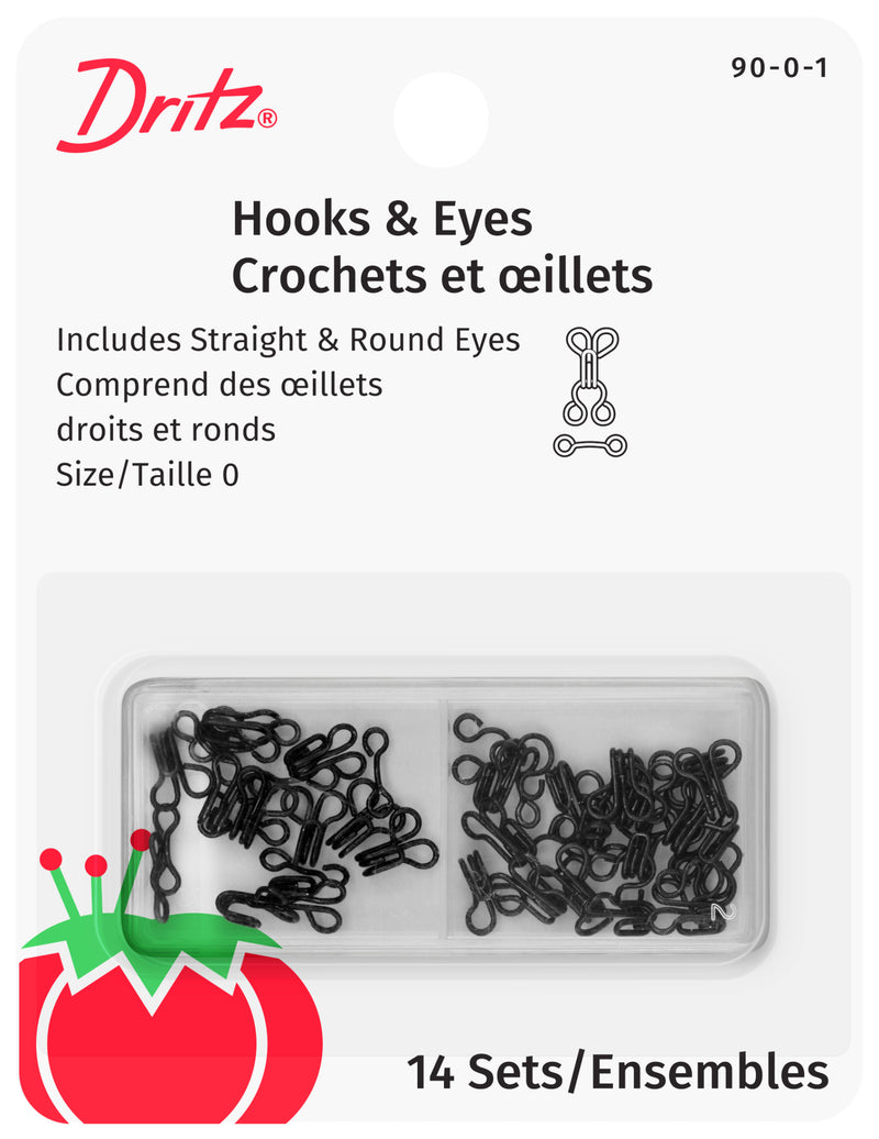 Load image into Gallery viewer, 90-0-1|Dritz Hooks & Eyes, 14 pc, Black, Size 0