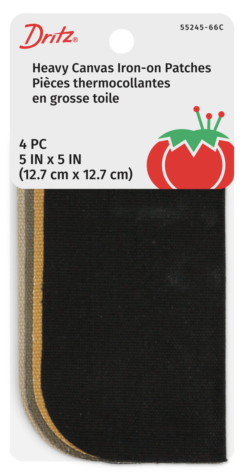 Load image into Gallery viewer, 55245-66C|Dritz Heavy Canvas Iron-On Patches, 5" x 5", Assorted, 4 pc