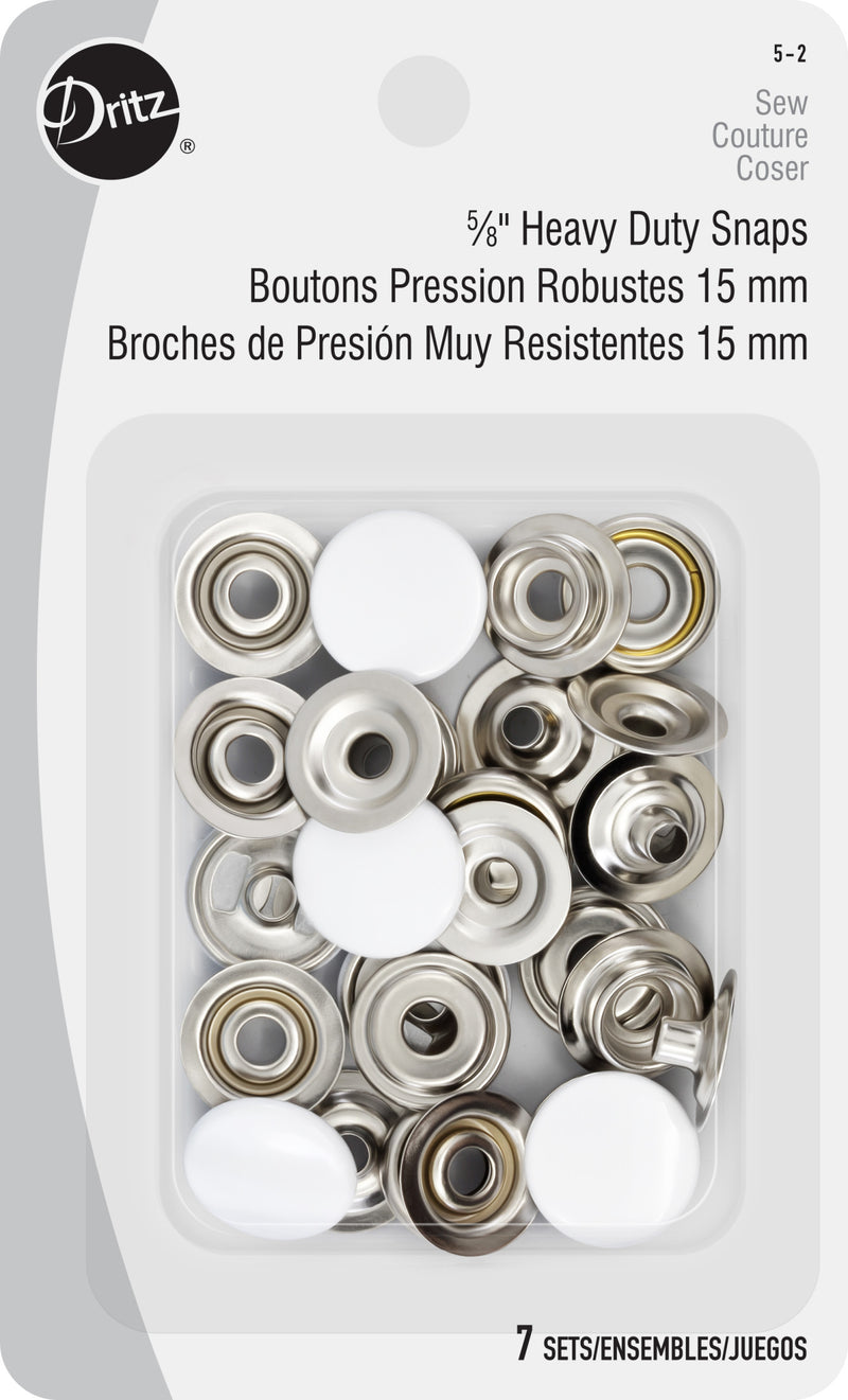 Cargue la imagen en el visor de la galería, 5-2|Dritz 5/8" Heavy Duty Snaps, 7 Sets, White