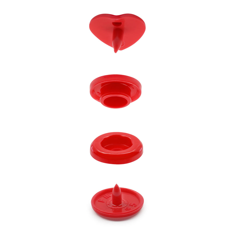 Cargue la imagen en el visor de la galería, 984-H-6|Dritz Plastic Color Heart Snaps, 12 Sets, Red