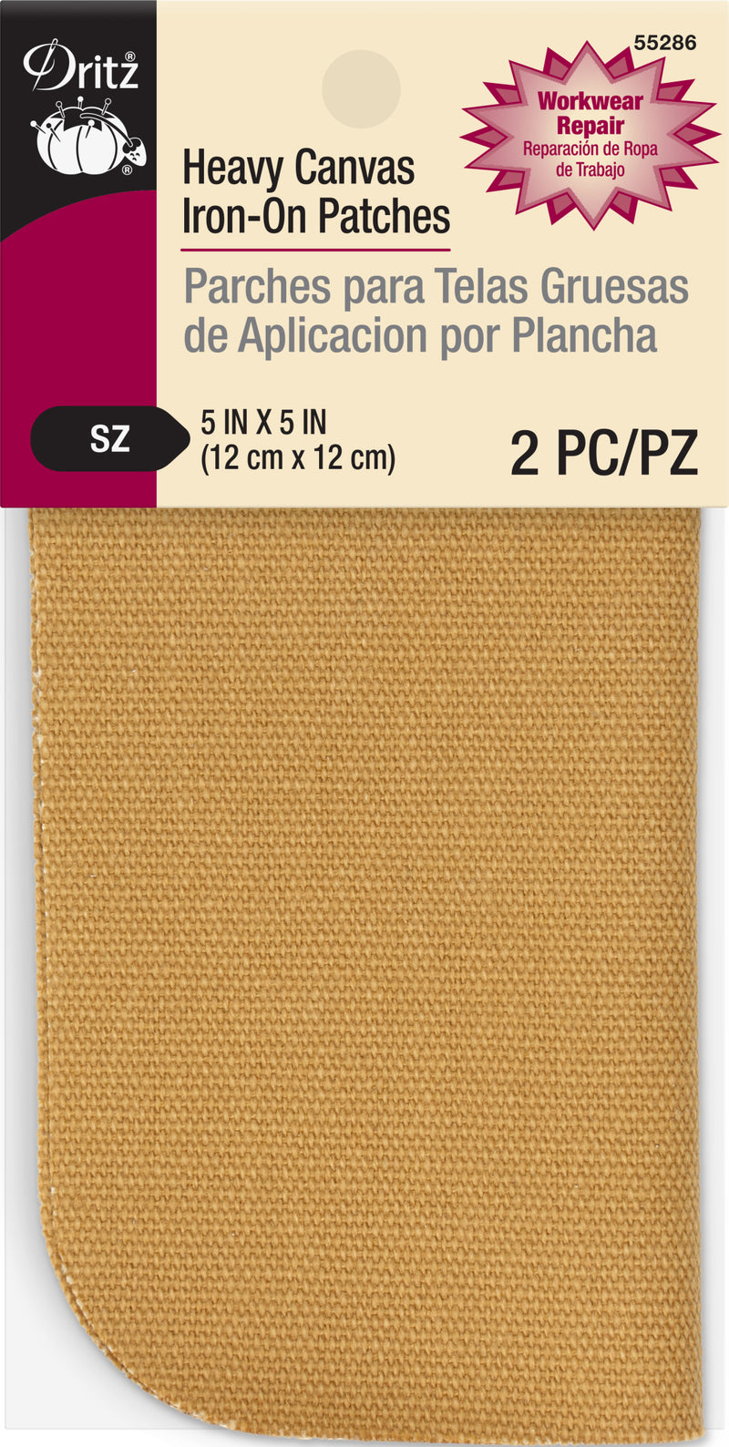 Load image into Gallery viewer, 55286|Dritz Heavy Canvas Iron-On Patches, 5" x 5", 2 pc, Golden Brown