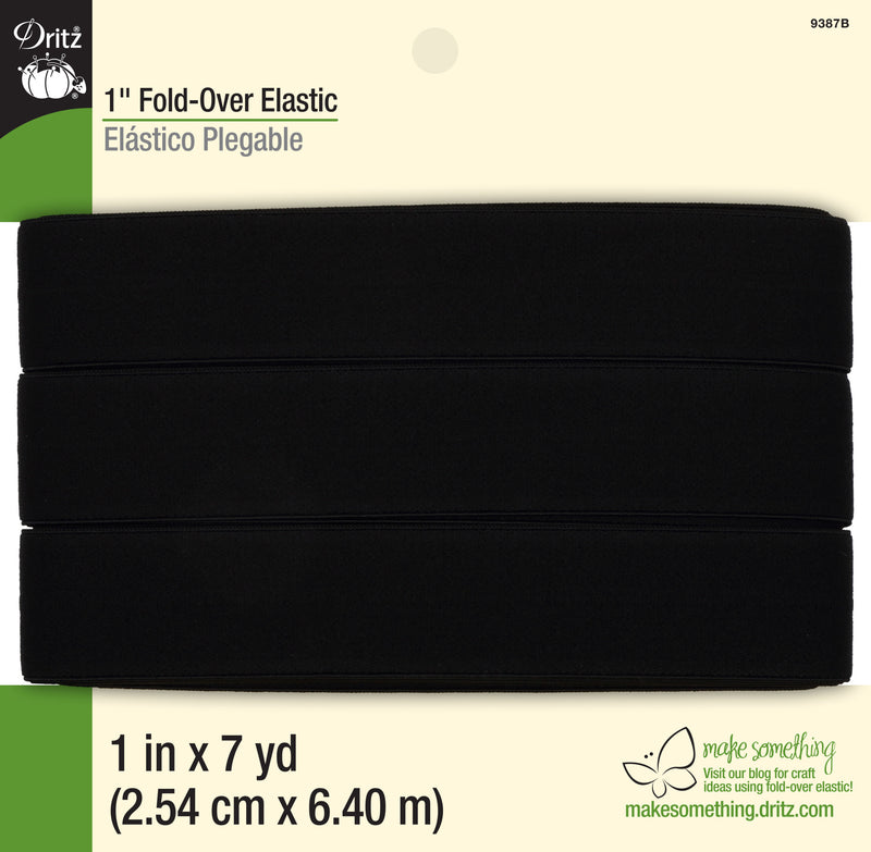 Load image into Gallery viewer, 9387B|Dritz 1" Fold-Over Elastic, Black, 7 yd