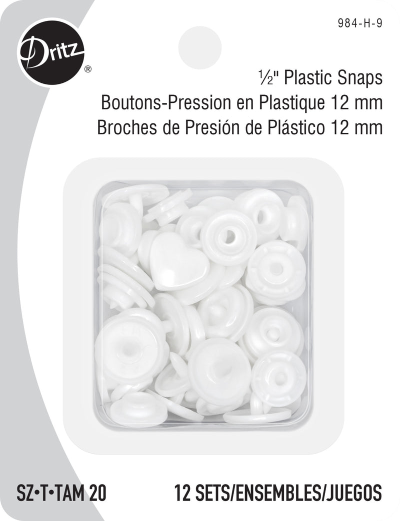 Cargue la imagen en el visor de la galería, 984-H-9|Dritz Plastic Color Heart Snaps, 12 Sets, White