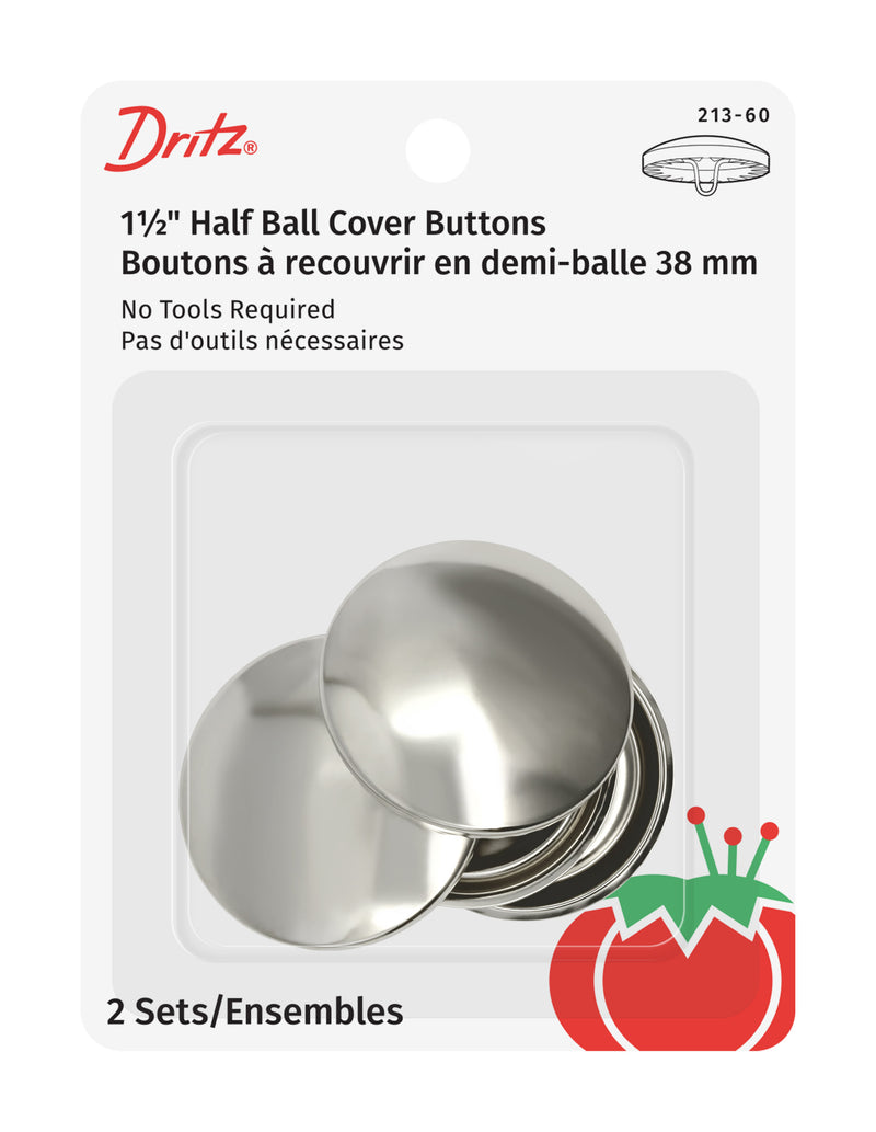 Load image into Gallery viewer, 213-60|Dritz 1-1/2" Half Ball Cover Buttons, 2 pc, Nickel