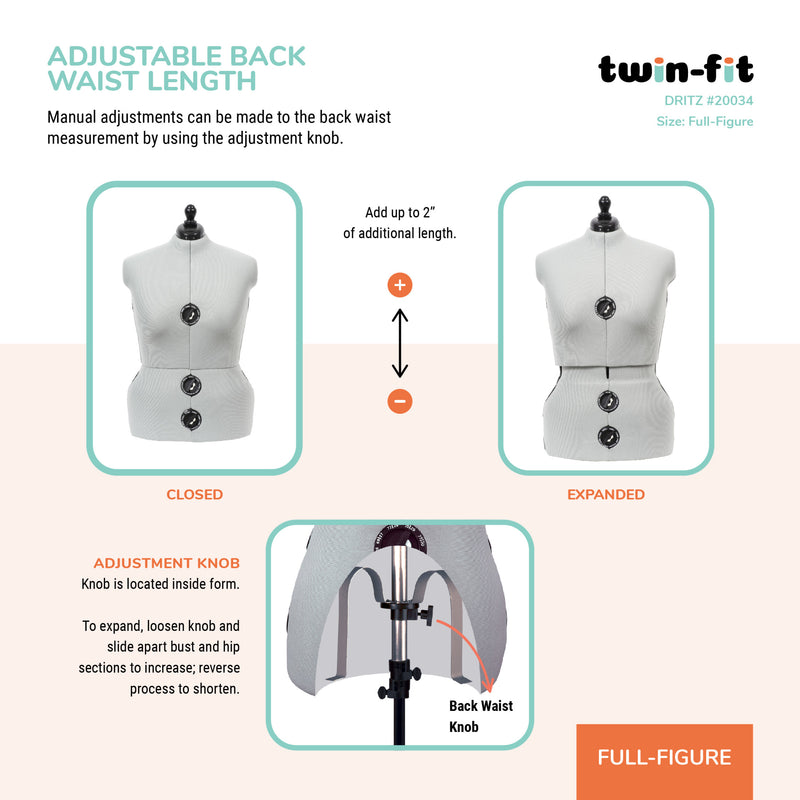 Load image into Gallery viewer, 20034|Dritz Twin-Fit Adjustable Dress Form, Full-Figure