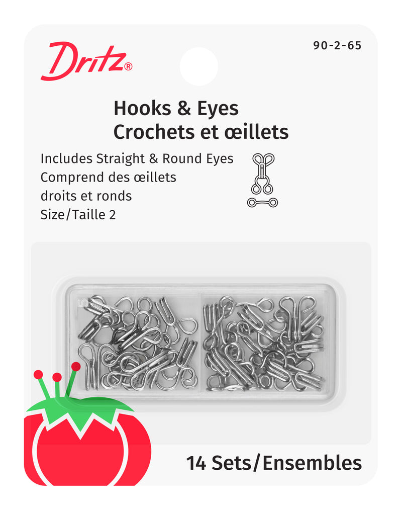 Load image into Gallery viewer, 90-2-65|Dritz Hooks & Eyes, 14 pc, Nickel, Size 2