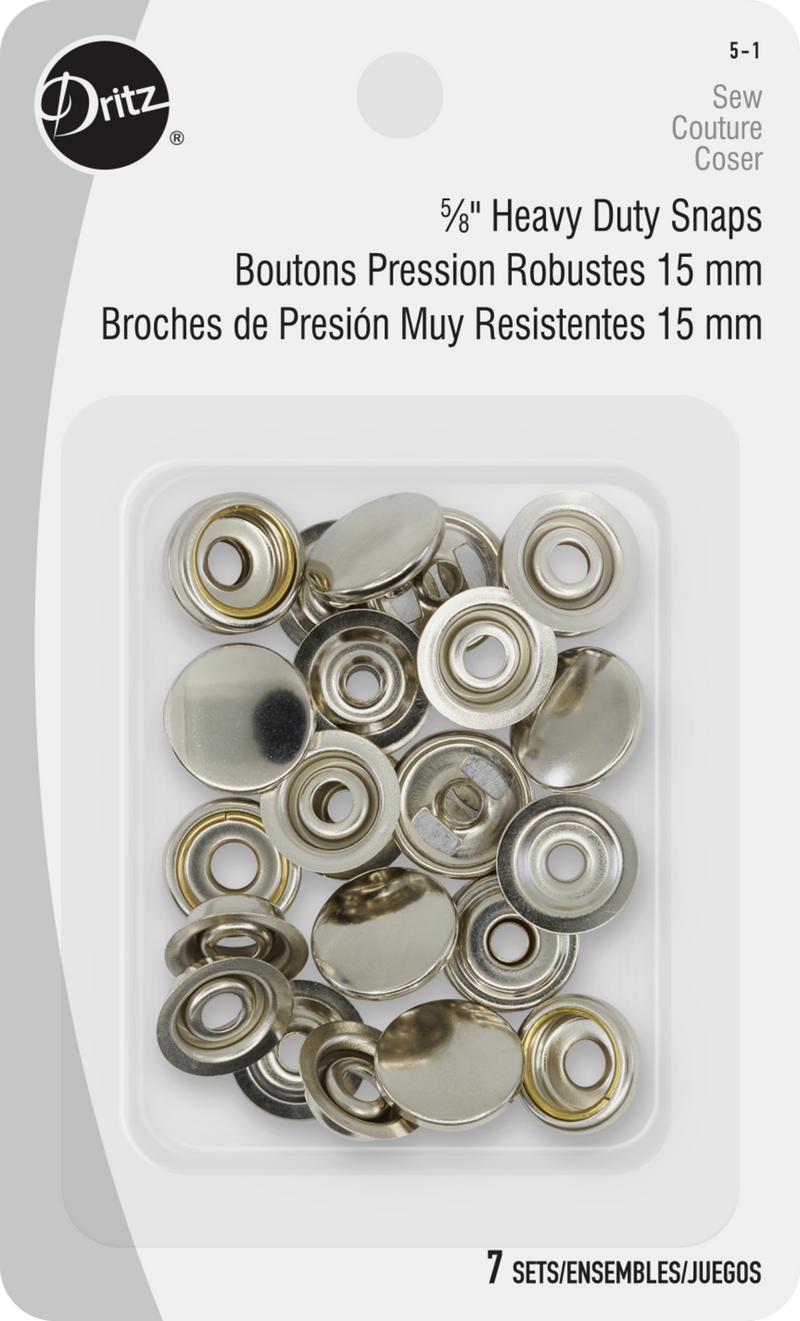 Cargue la imagen en el visor de la galería, 5-1|Dritz 5/8" Heavy Duty Snaps, 7 Sets, Nickel