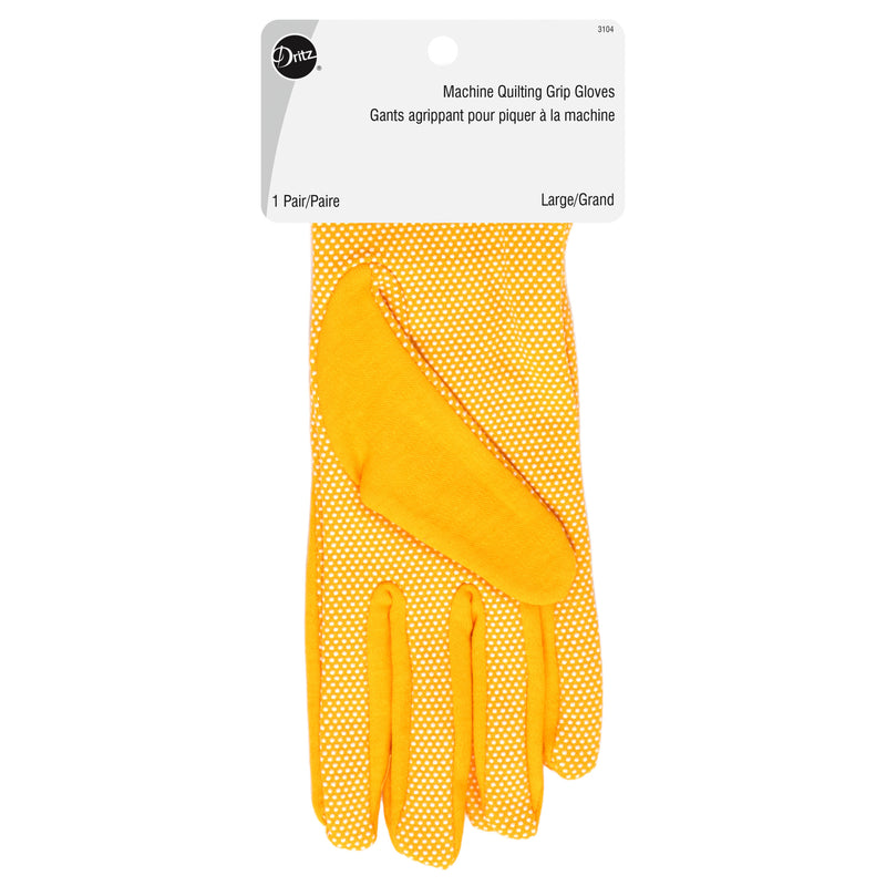 Load image into Gallery viewer, 3104|Dritz Machine Quilting Grip Gloves, Yellow, Large