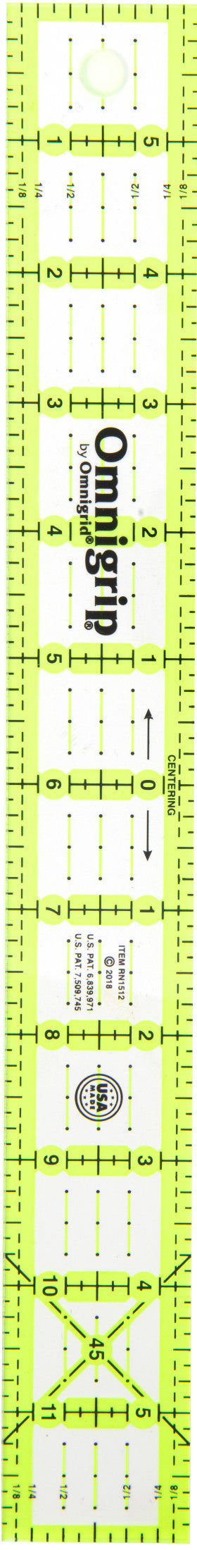Cargue la imagen en el visor de la galería, RN1512|Omnigrid Omnigrip Neon Rectangle Ruler, 1-1/2" x 12"