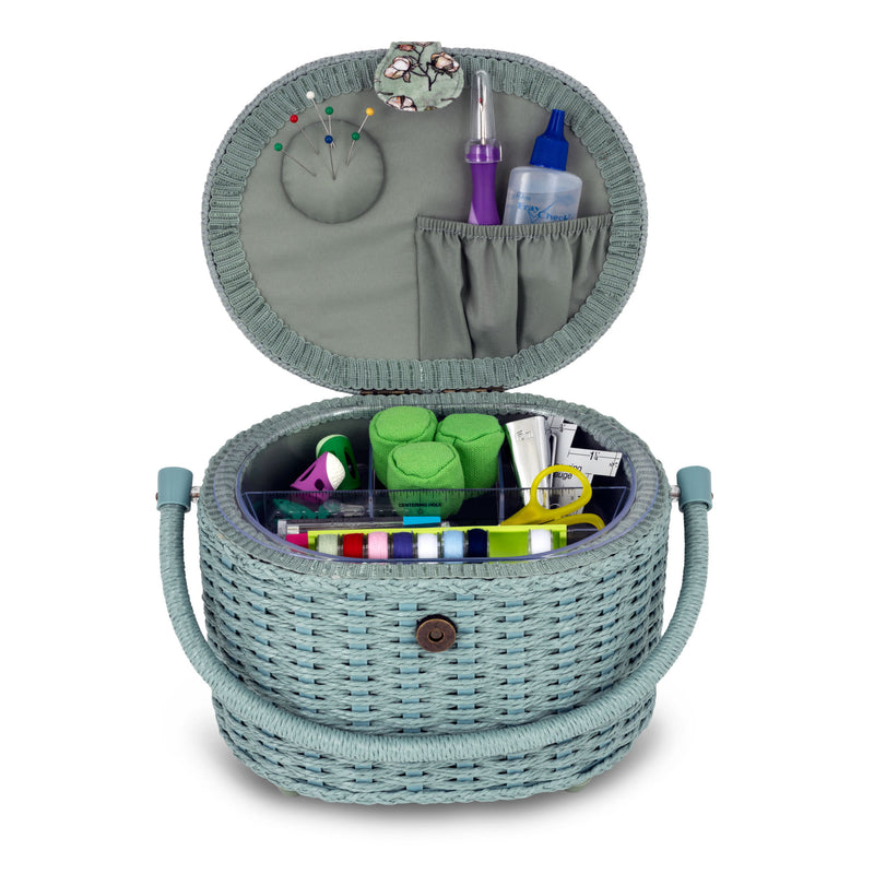 Load image into Gallery viewer, Z10314-21|Dritz Oval Weaved Sewing Basket, Small