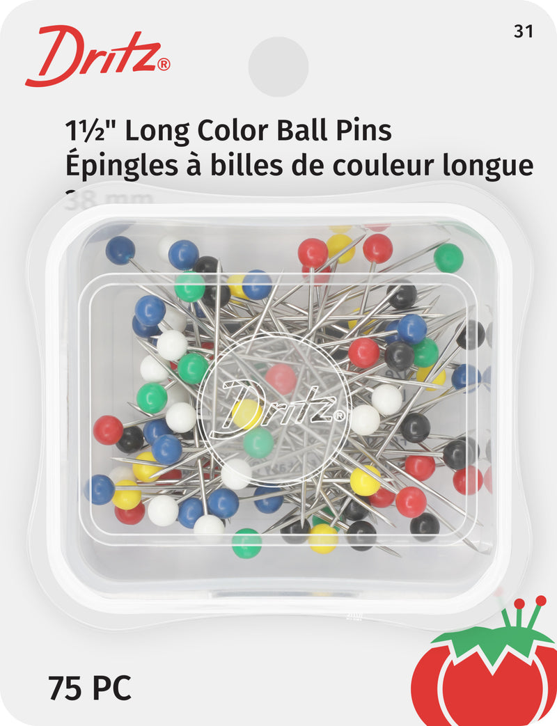Cargue la imagen en el visor de la galería, 31|Dritz 1-1/2" Long Color Ball Pins, Assorted, 75 pc