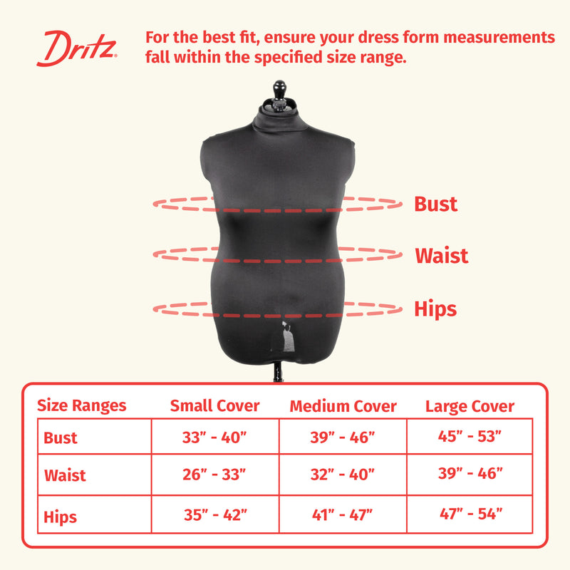 Load image into Gallery viewer, 653161|Dritz Dress Form Fabric Cover, Black, 4-Way Stretch 100% Polyester, Medium