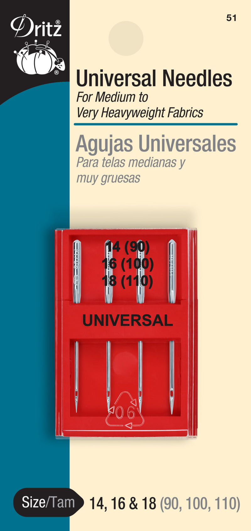 Load image into Gallery viewer, 51|Dritz Universal Machine Needles, Assorted Sizes, 4 pc