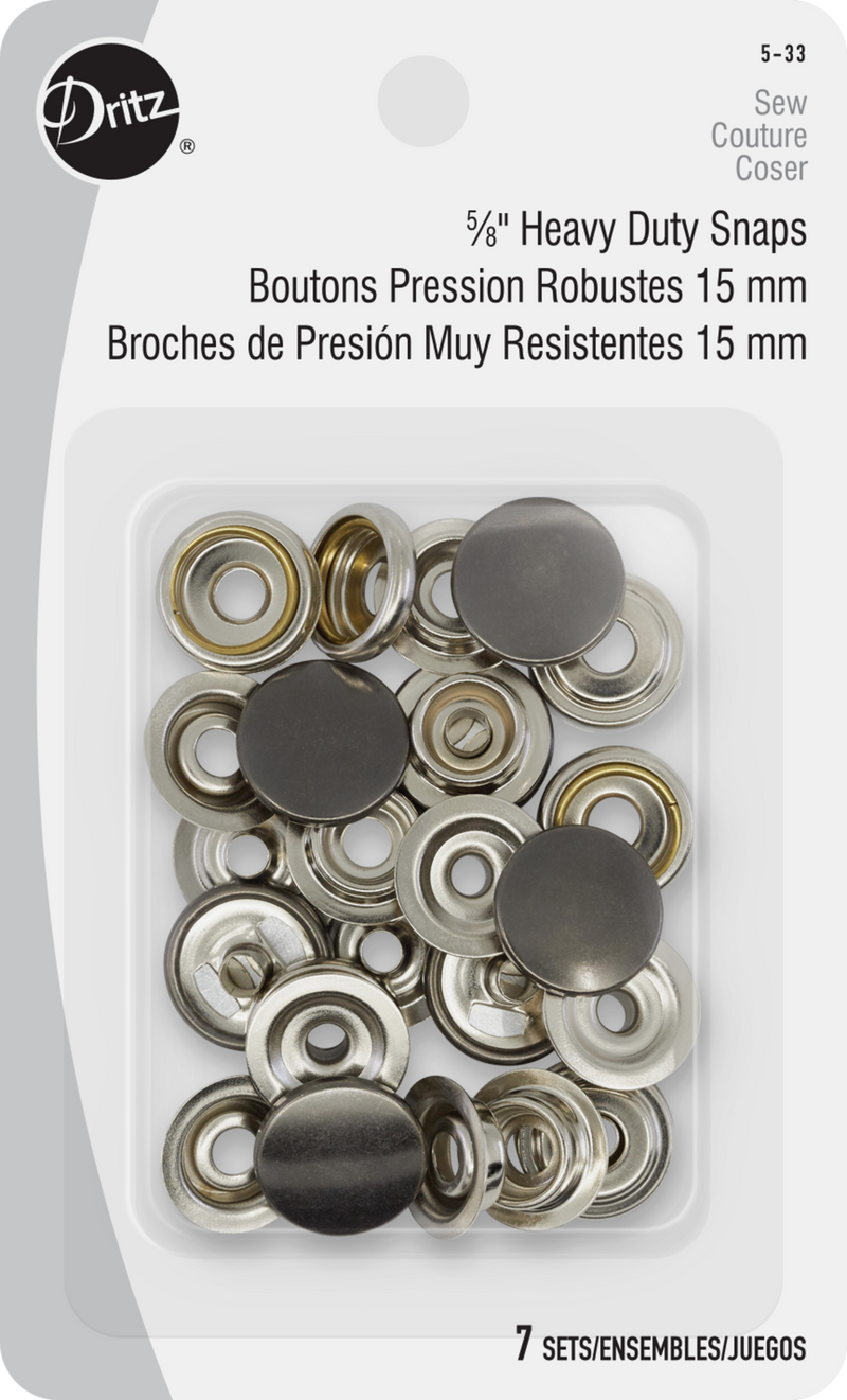 Cargue la imagen en el visor de la galería, 5-33|Dritz 5/8" Heavy Duty Snaps, 7 Sets, Gunmetal