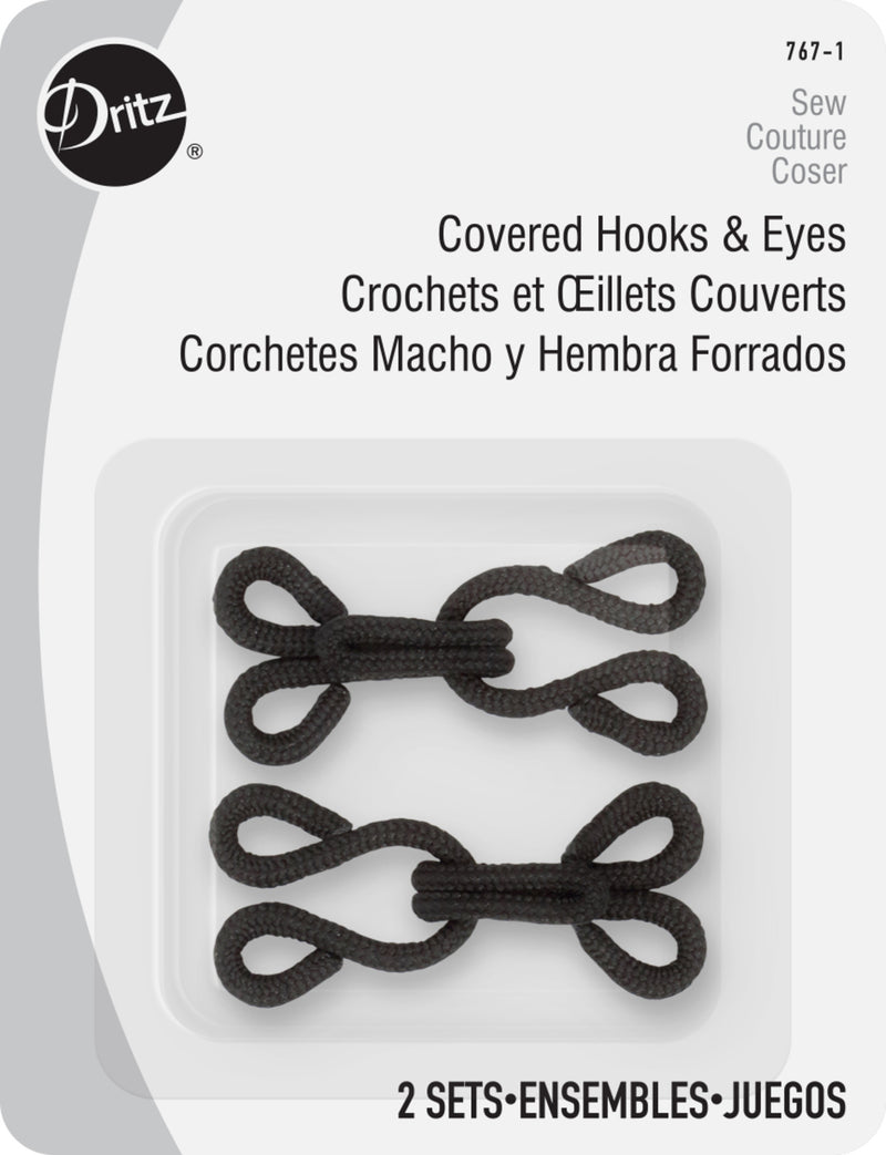 Load image into Gallery viewer, 767-1|Dritz Covered Hooks & Eyes, 2 pc, Black