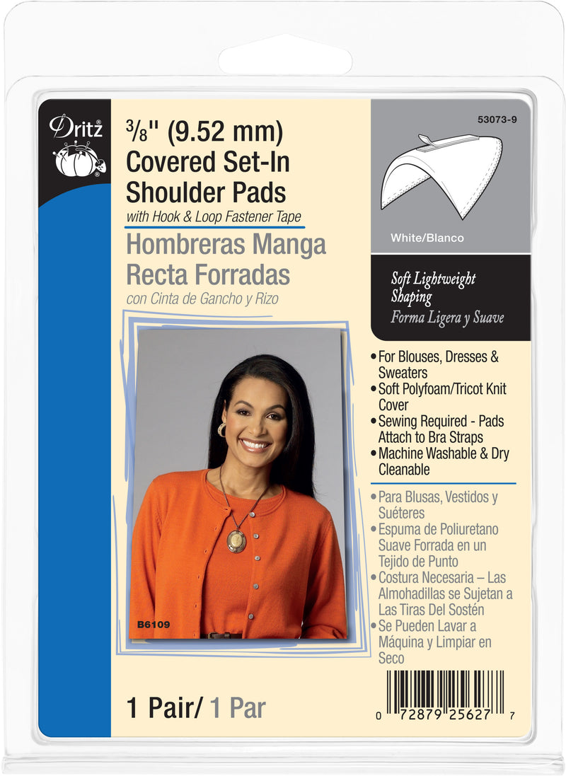 Load image into Gallery viewer, 53073-9|Dritz 3/8" Covered Set-in Shoulder Pads with Fastener Tape, White