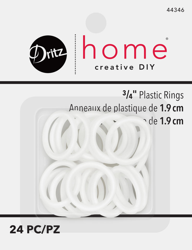 Load image into Gallery viewer, 44346|Dritz 3/4" Plastic Rings, White, 24 pc