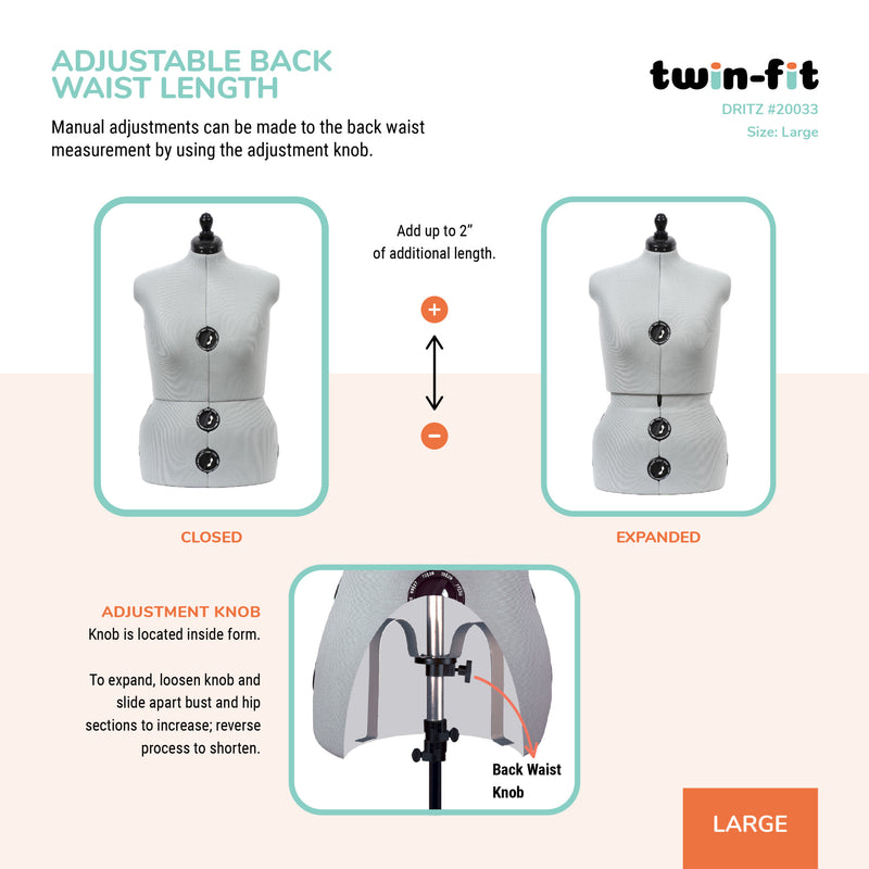 Load image into Gallery viewer, 20033|Dritz Twin-Fit Adjustable Dress Form, Large