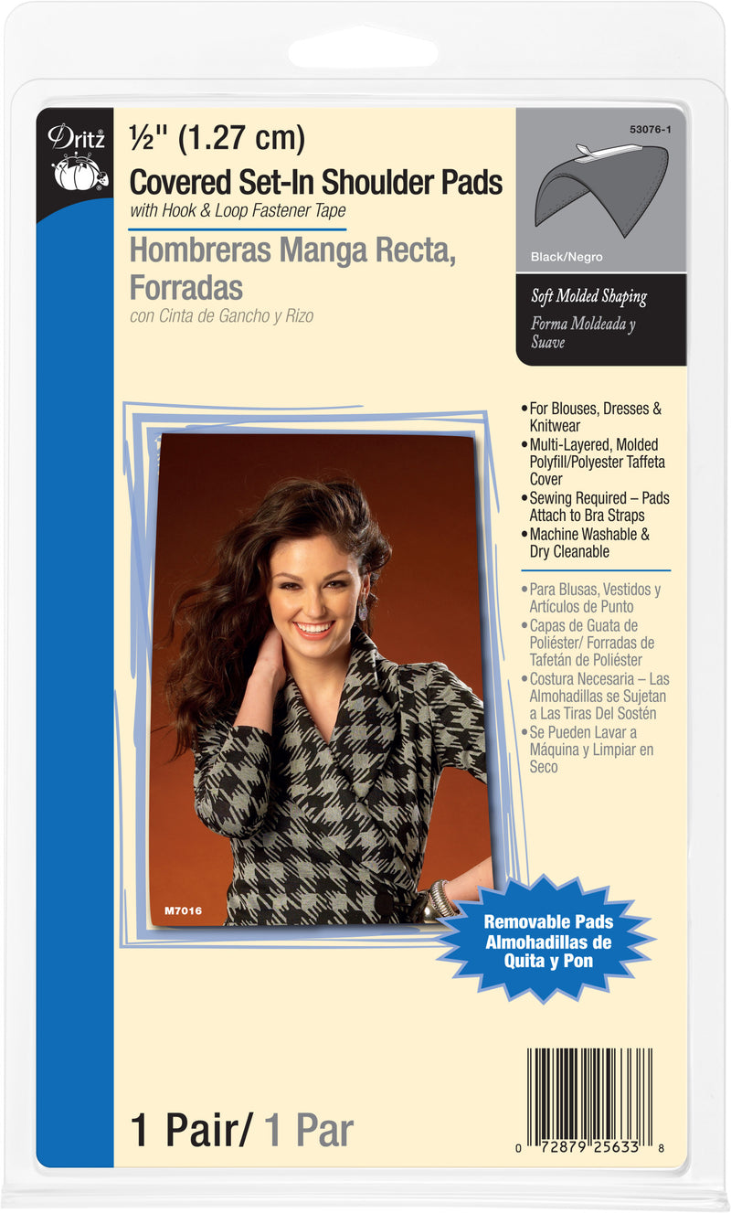 Load image into Gallery viewer, 53076-1|Dritz 1/2" Covered Set-In Shoulder Pads with Fastener Tape, Black