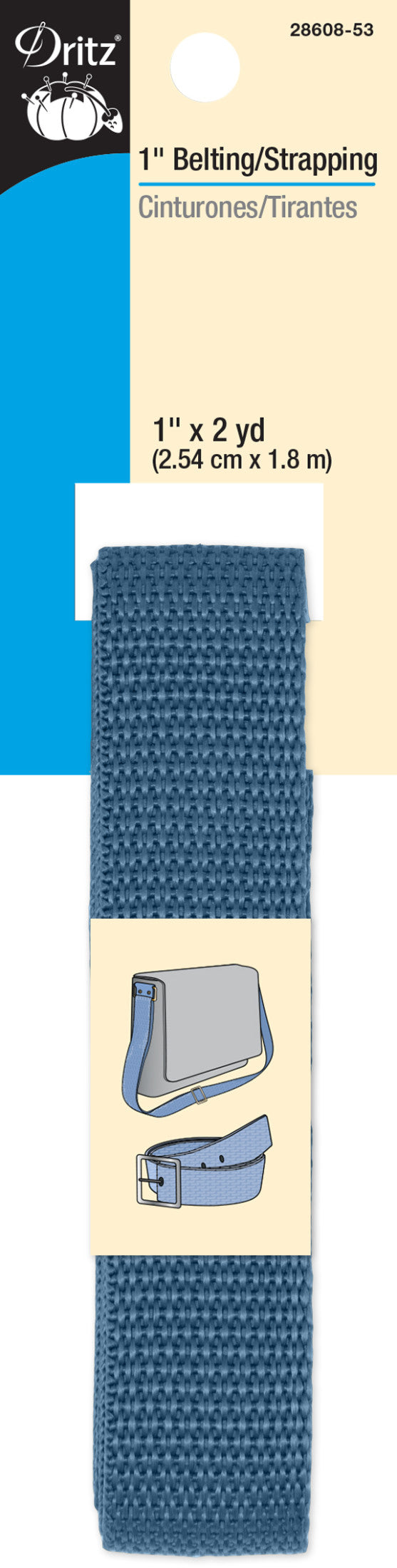 Cargue la imagen en el visor de la galería, 28608-53|Dritz 1" Polypro Belting & Strapping, Steel Blue, 2 yd