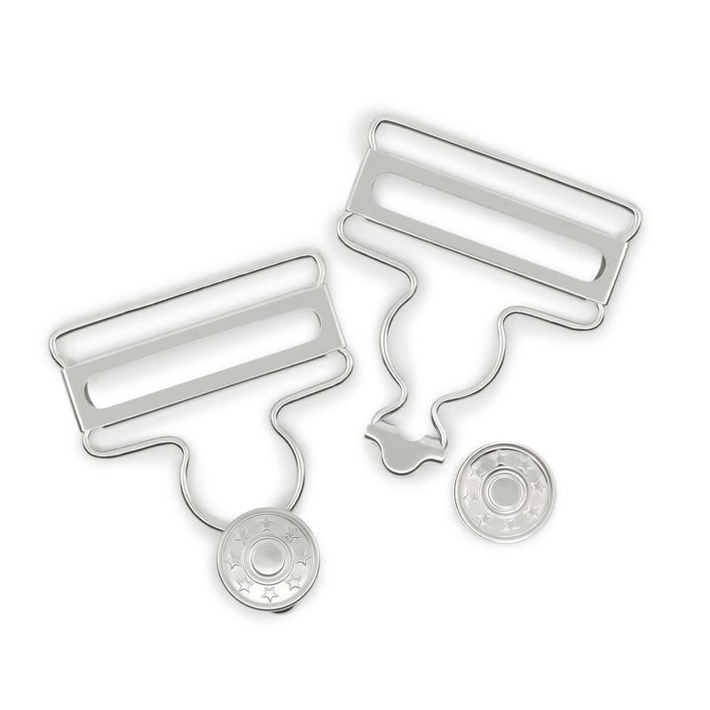 Load image into Gallery viewer, 88-65|Dritz 1-5/8" Overall Buckles with No-Sew Buttons, Nickel, 2 pc