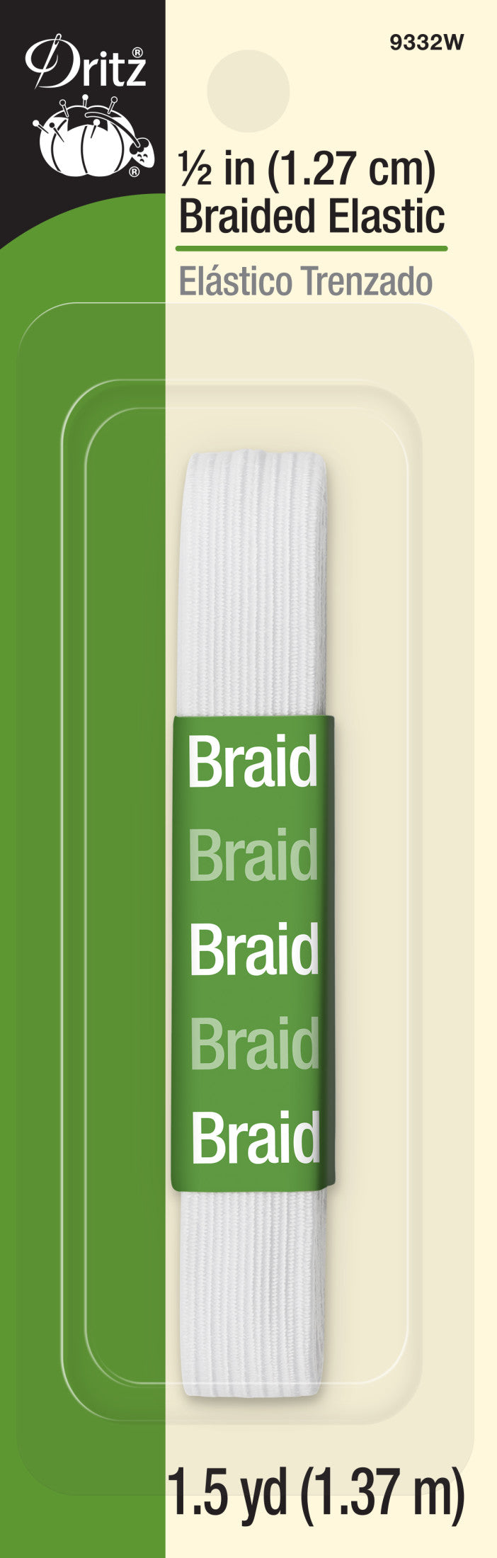 Load image into Gallery viewer, 9332W|Dritz 1/2" White Braided Elastic, 1-1/2 yd
