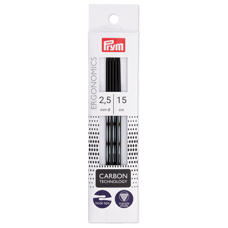 Load image into Gallery viewer, 194181|Prym 6" Ergonomic Double Point Knitting Needles, Carbon, 2.5mm
