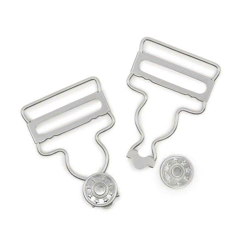 Cargue la imagen en el visor de la galería, 6-65|Dritz 1-1/4" Overall Buckles with No-Sew Buttons, Nickel, 2 pc