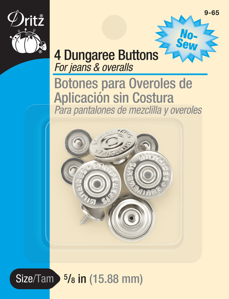 Load image into Gallery viewer, 9-65|Dritz 5/8" Dungaree Buttons, 4 pc, Nickel
