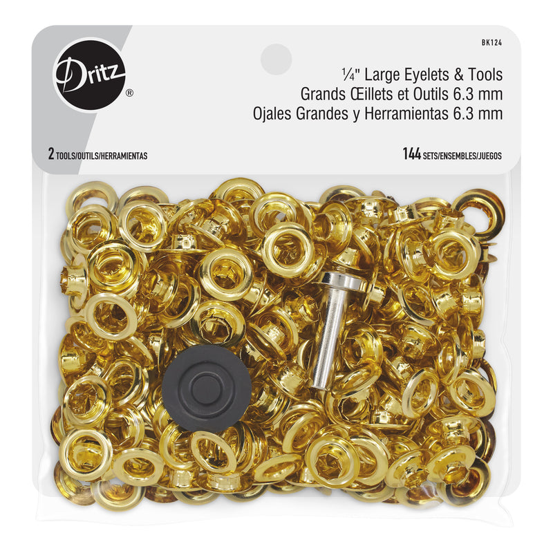 Chargez l'image dans la visionneuse de la galerie, BK124|Dritz 1/4" Large Eyelets & Tools, 144 Sets, Gold