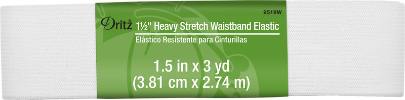 Cargue la imagen en el visor de la galería, 9519W|Dritz 1-1/2" Heavy Stretch Waistband Elastic, White, 3 yd