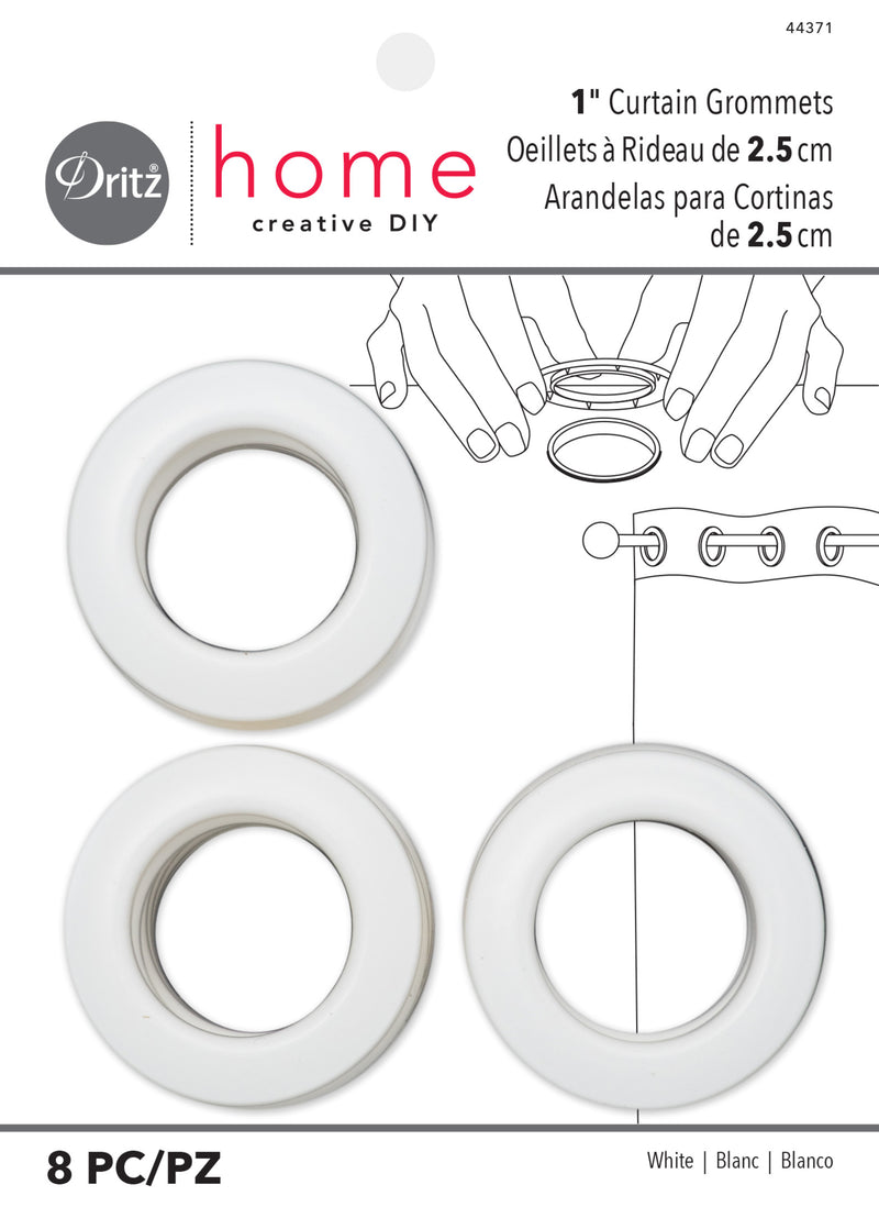 Load image into Gallery viewer, 44371|Dritz 1" Plastic Curtain Grommets, White, 8 Sets