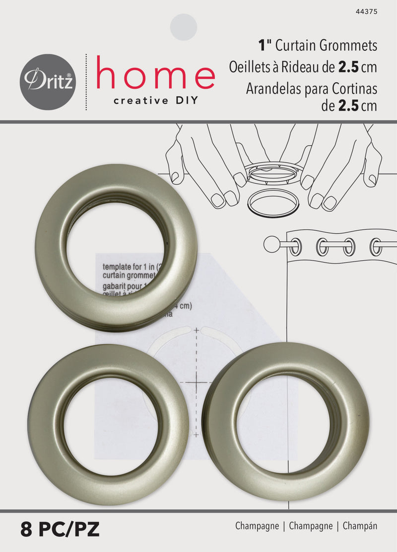 Load image into Gallery viewer, 44375|Dritz 1" Plastic Curtain Grommets, Champagne, 8 Sets