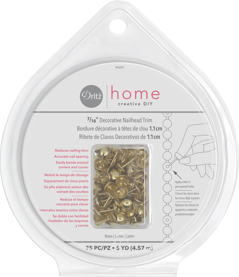 Load image into Gallery viewer, 44287|Dritz 7/16" Decorative Nailhead Trim, Brass, 75 pc