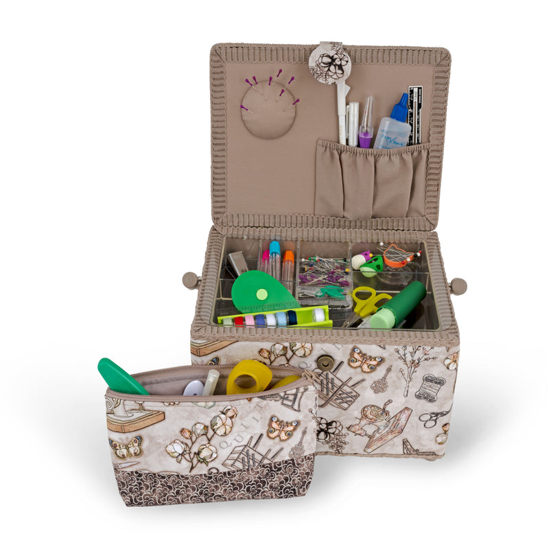 Load image into Gallery viewer, Z10455|Dritz Rectangular Sewing Basket with Zippered Case, Large