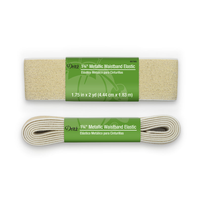 Load image into Gallery viewer, 9578G|Dritz 1-3/4" Metallic Waistband Elastic, Gold Metallic, 2 yd