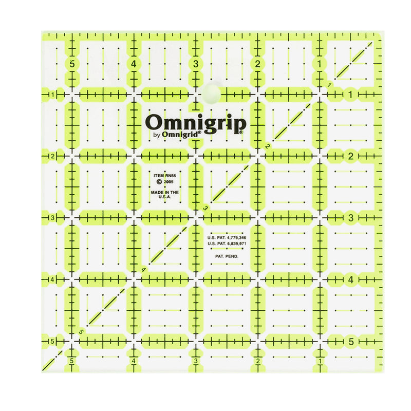 Load image into Gallery viewer, RN55|Omnigrid Omnigrip Neon Square Ruler, 5-1/2" x 5-1/2"